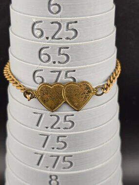 Vintage Double Sweetheart Charm Bracelet With Bobby Engraving 6.75 Inches